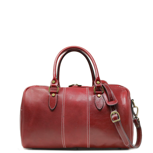 Floto Italian Leather Venezia Mini Duffle Carryon Bag red 2